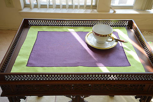 Multicolor Hemstitch Placemats 14"x20". Purple & Macaw Green